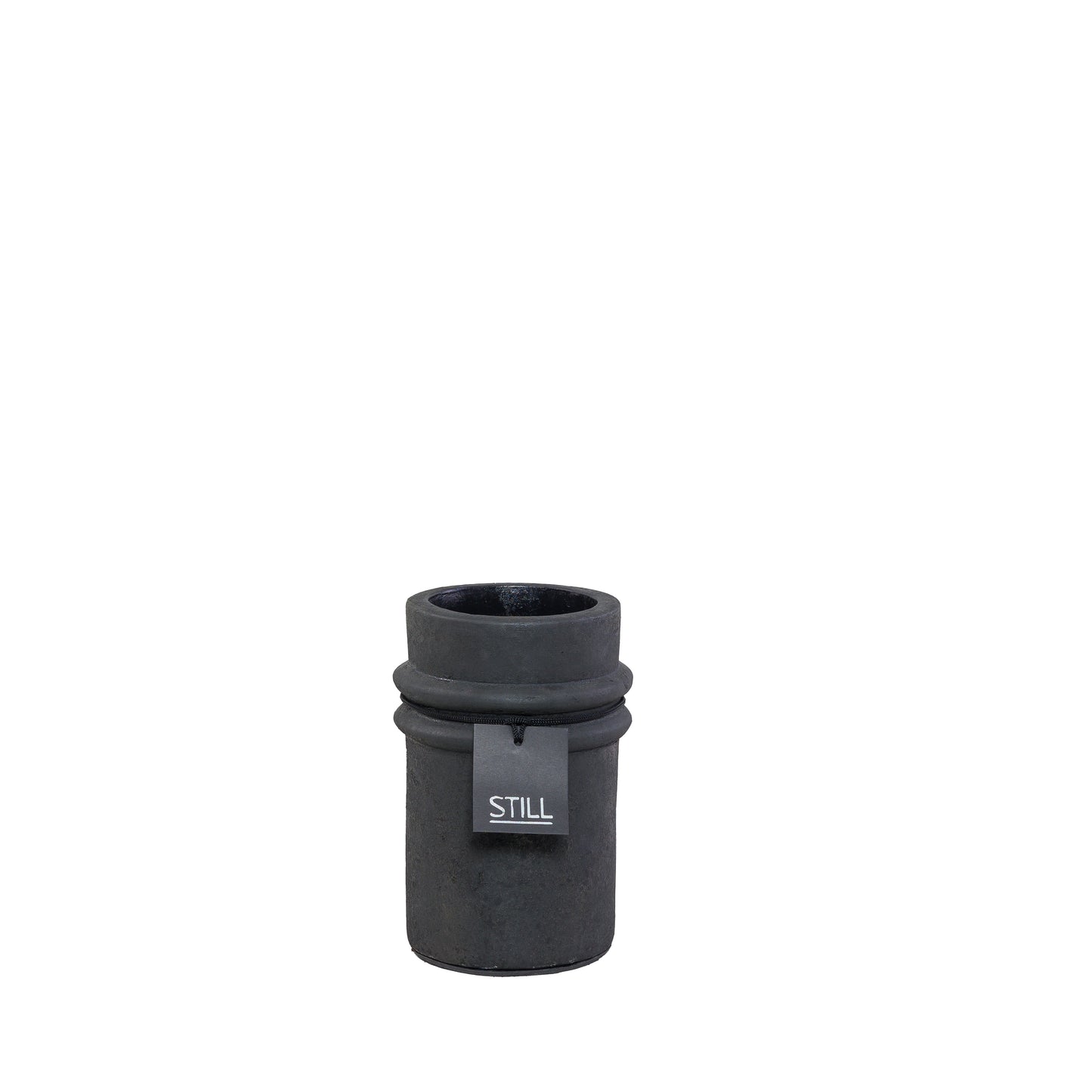 STILL Bamboo Vase met Ribbels Black Series - 20x15 cm