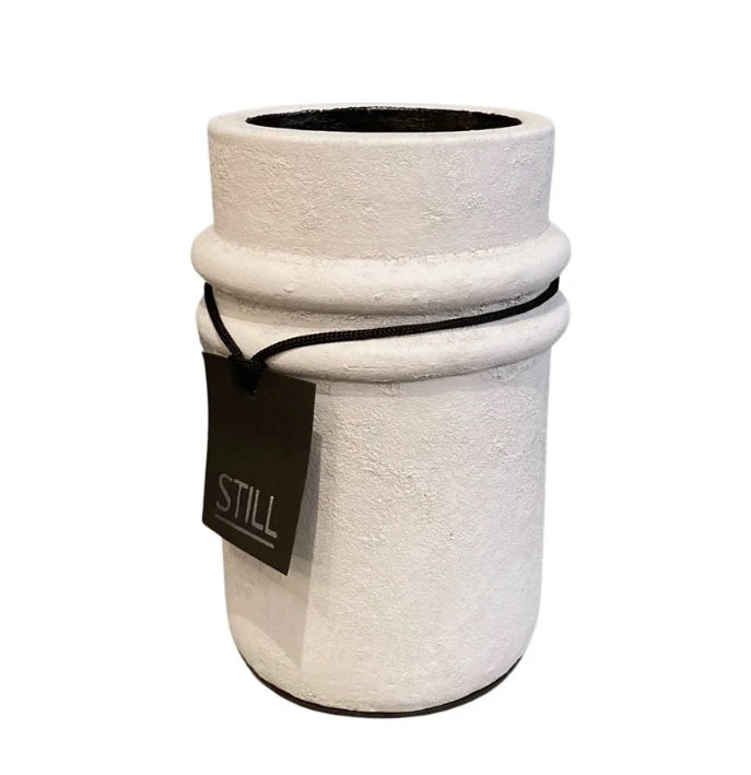 STILL Bamboo Vase met Ribbels Beige - 20x15 cm