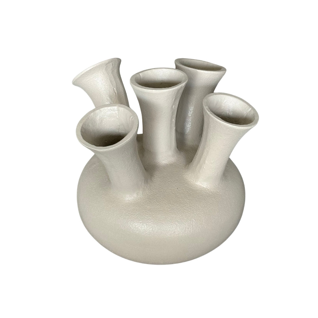 NoSeasons Tulpenvaas - Toetervaas 5 openingen Beige - 23x21 cm