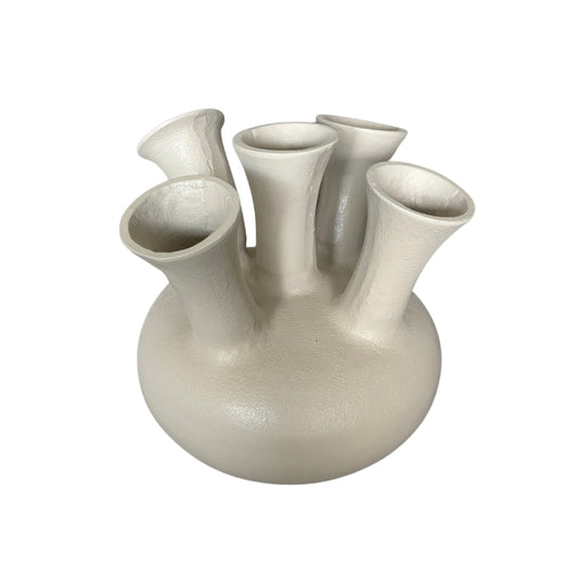 NoSeasons Tulpenvaas - Toetervaas 5 openingen Beige - 23x21 cm