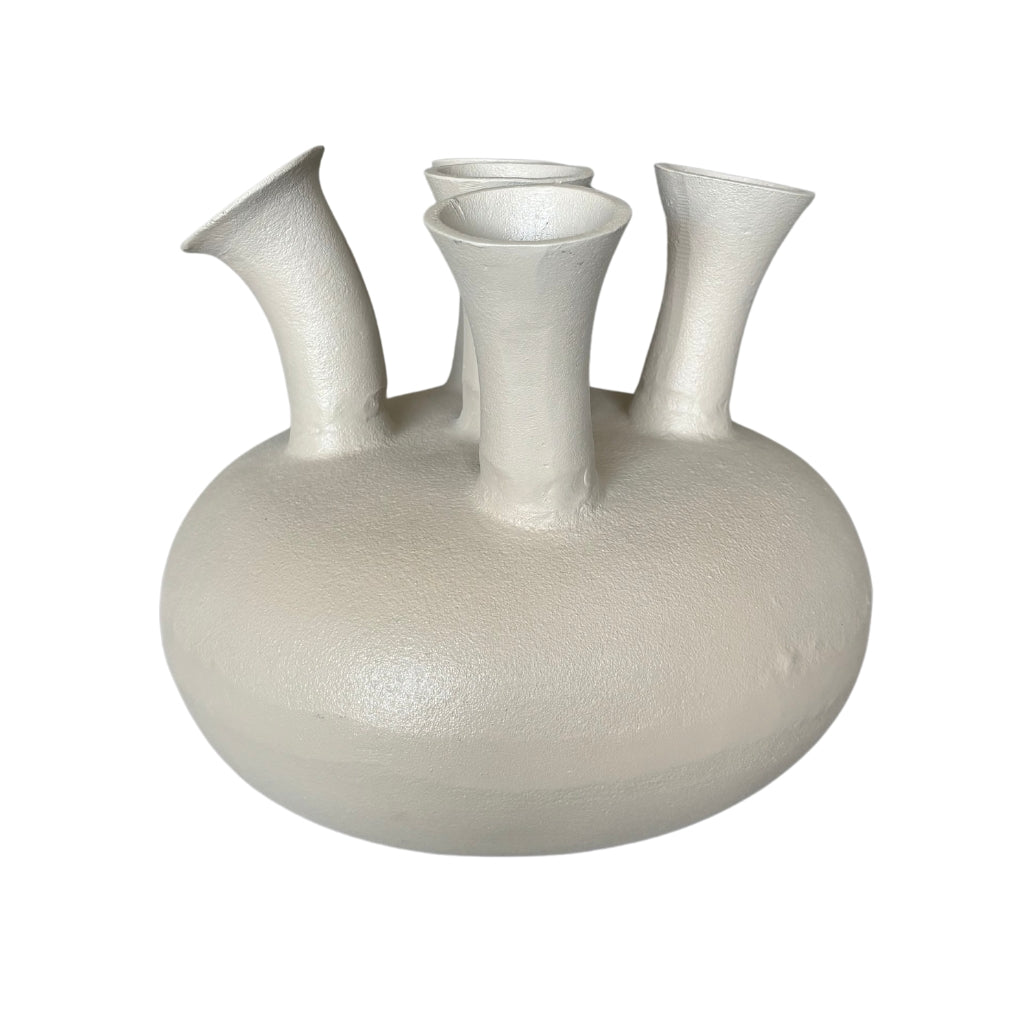 NoSeasons Tulpenvaas - Toetervaas 5 openingen Beige - 31x26 cm