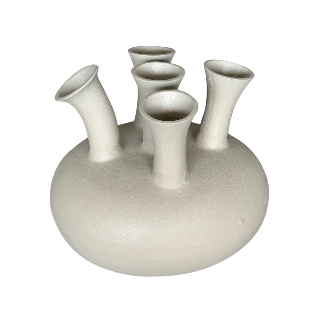 NoSeasons Tulpenvaas - Toetervaas 5 openingen Beige - 31x26 cm