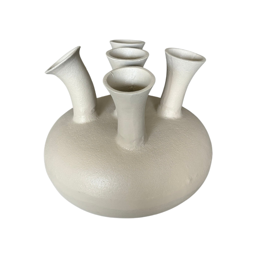 NoSeasons Tulpenvaas - Toetervaas 5 openingen Beige - 31x26 cm