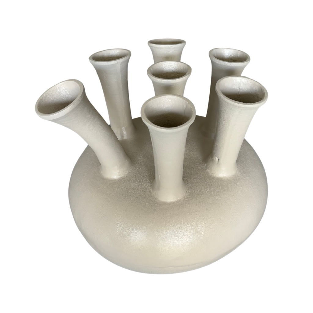 NoSeasons Tulpenvaas - Toetervaas 7 openingen Beige - 40x36 cm