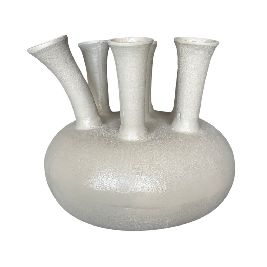 NoSeasons Tulpenvaas - Toetervaas 7 openingen Beige - 40x36 cm