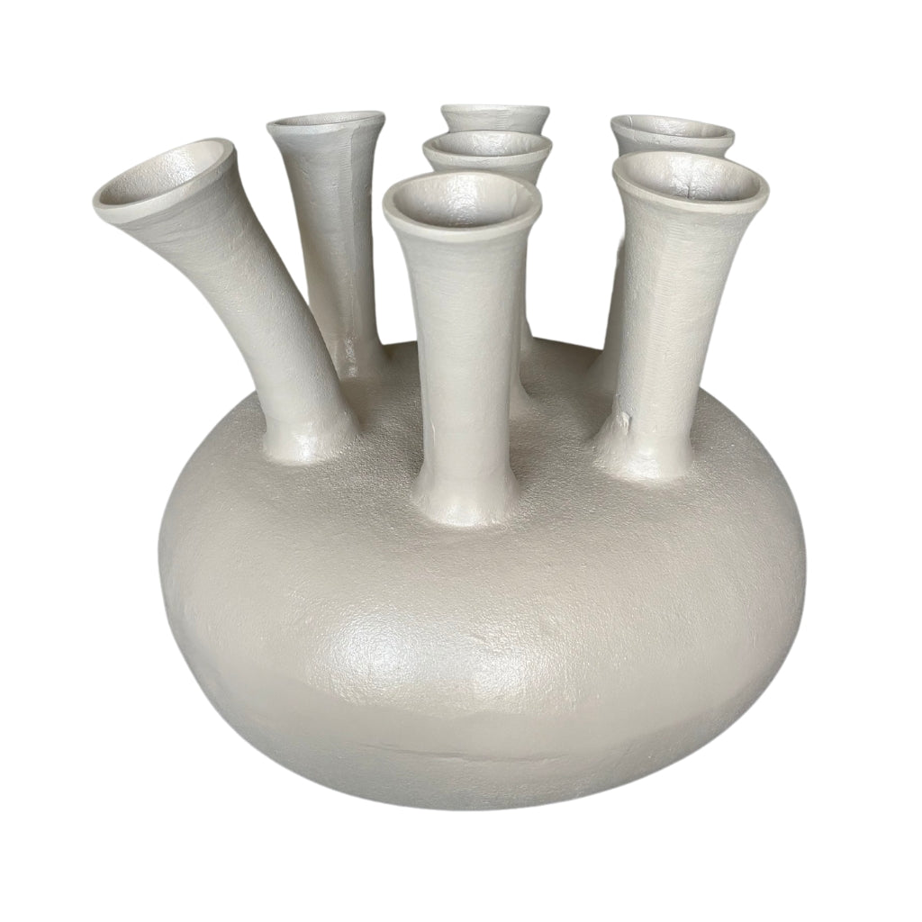 NoSeasons Tulpenvaas - Toetervaas 7 openingen Beige - 40x36 cm