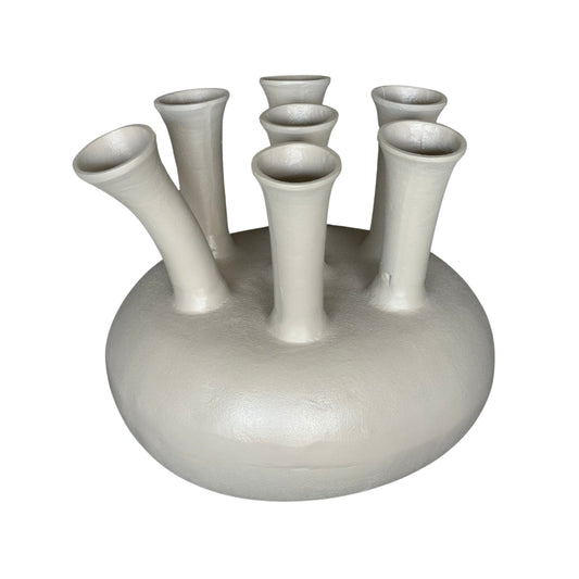 NoSeasons Tulpenvaas - Toetervaas 7 openingen Beige - 40x36 cm