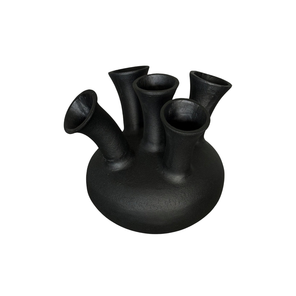 NoSeasons Tulpenvaas - Toetervaas 5 openingen Zwart - 23x21 cm