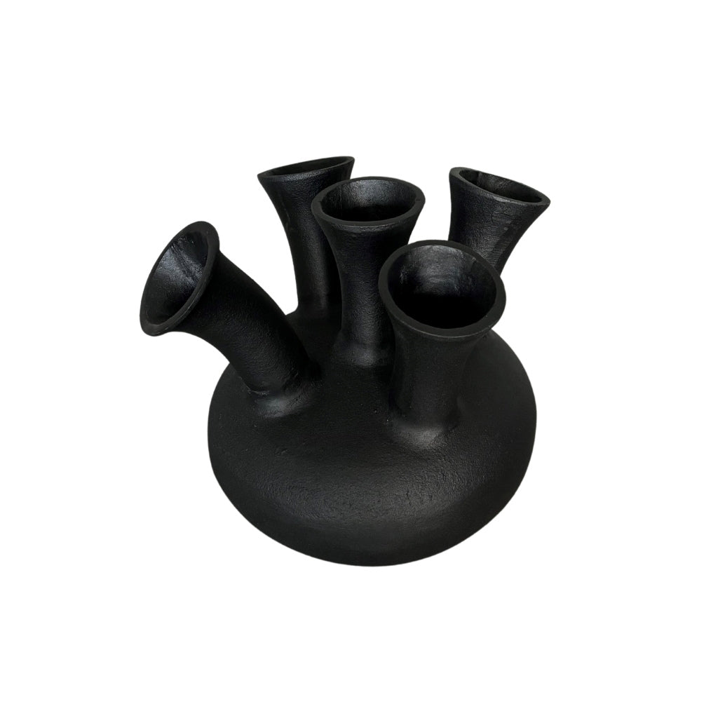 NoSeasons Tulpenvaas - Toetervaas 5 openingen Zwart - 23x21 cm