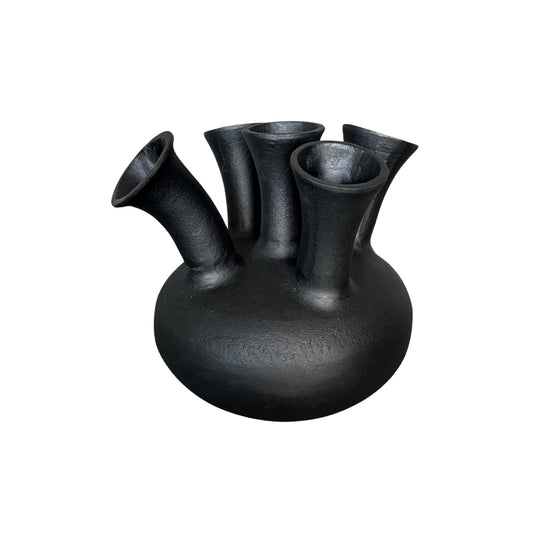 NoSeasons Tulpenvaas - Toetervaas 5 openingen Zwart - 23x21 cm