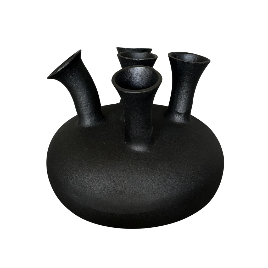 NoSeasons Tulpenvaas - Toetervaas 5 openingen Zwart - 31x26 cm