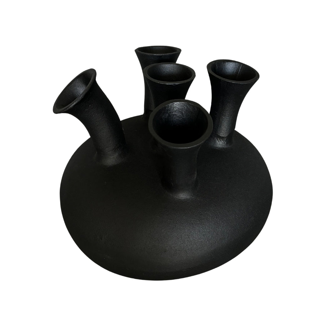 NoSeasons Tulpenvaas - Toetervaas 5 openingen Zwart - 31x26 cm