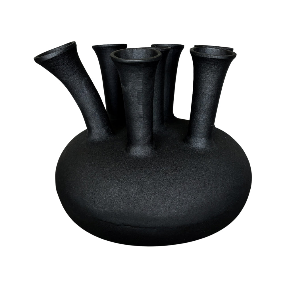 NoSeasons Tulpenvaas - Toetervaas 7 openingen Zwart - 40x36 cm