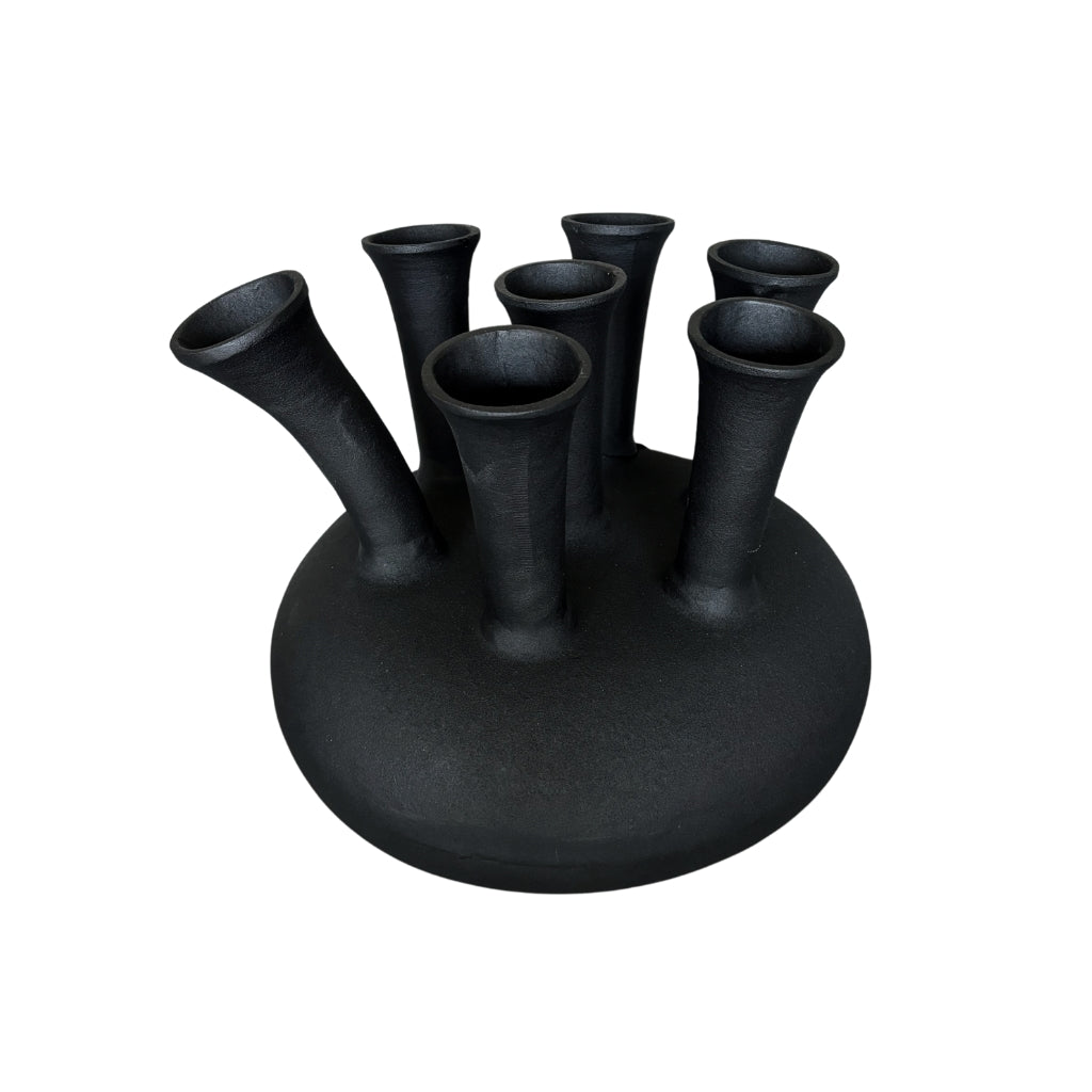 NoSeasons Tulpenvaas - Toetervaas 7 openingen Zwart - 40x36 cm