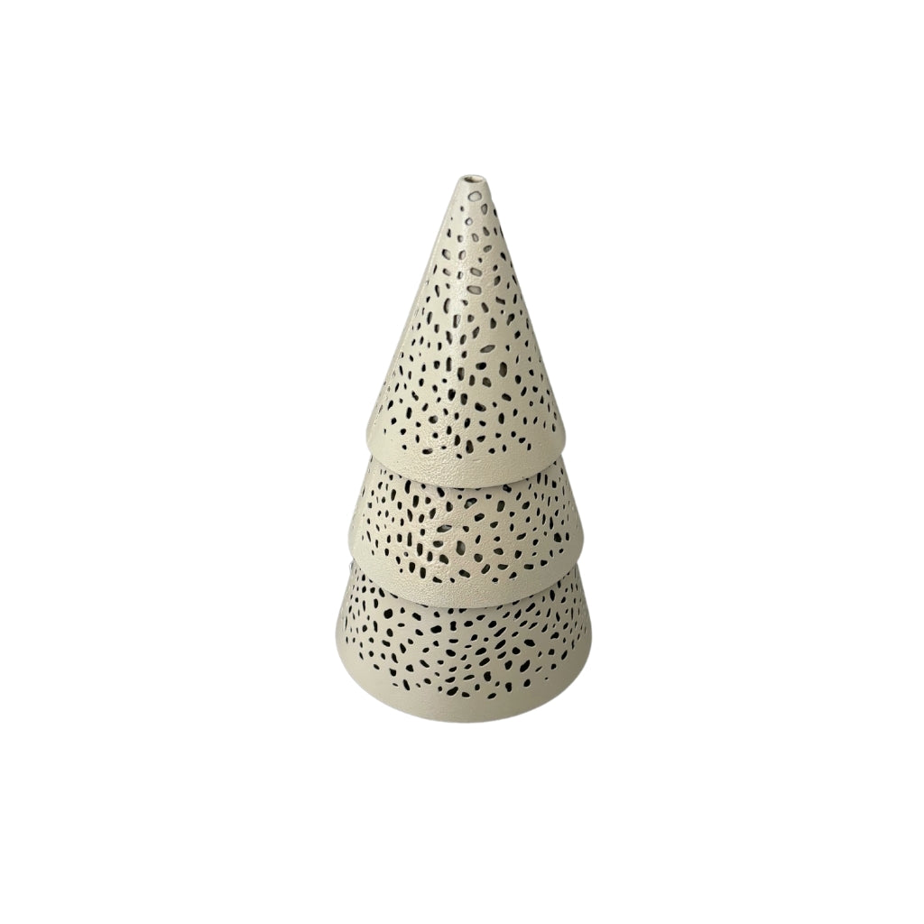 STILL Kerstboom Waxinelichthouder Beige - 20x11 cm