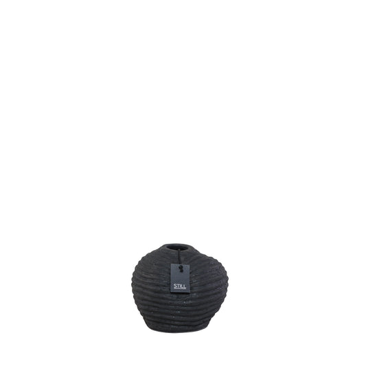 STILL Vaas Organische Vorm met Ribbels  Black Series - 17x15 cm