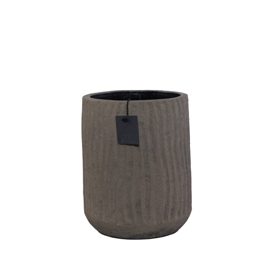 STILL Planter Pot met Ribbels Dark - 22x16 cm