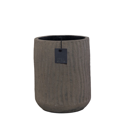 STILL Planter Pot met Ribbels Dark - 26x18 cm