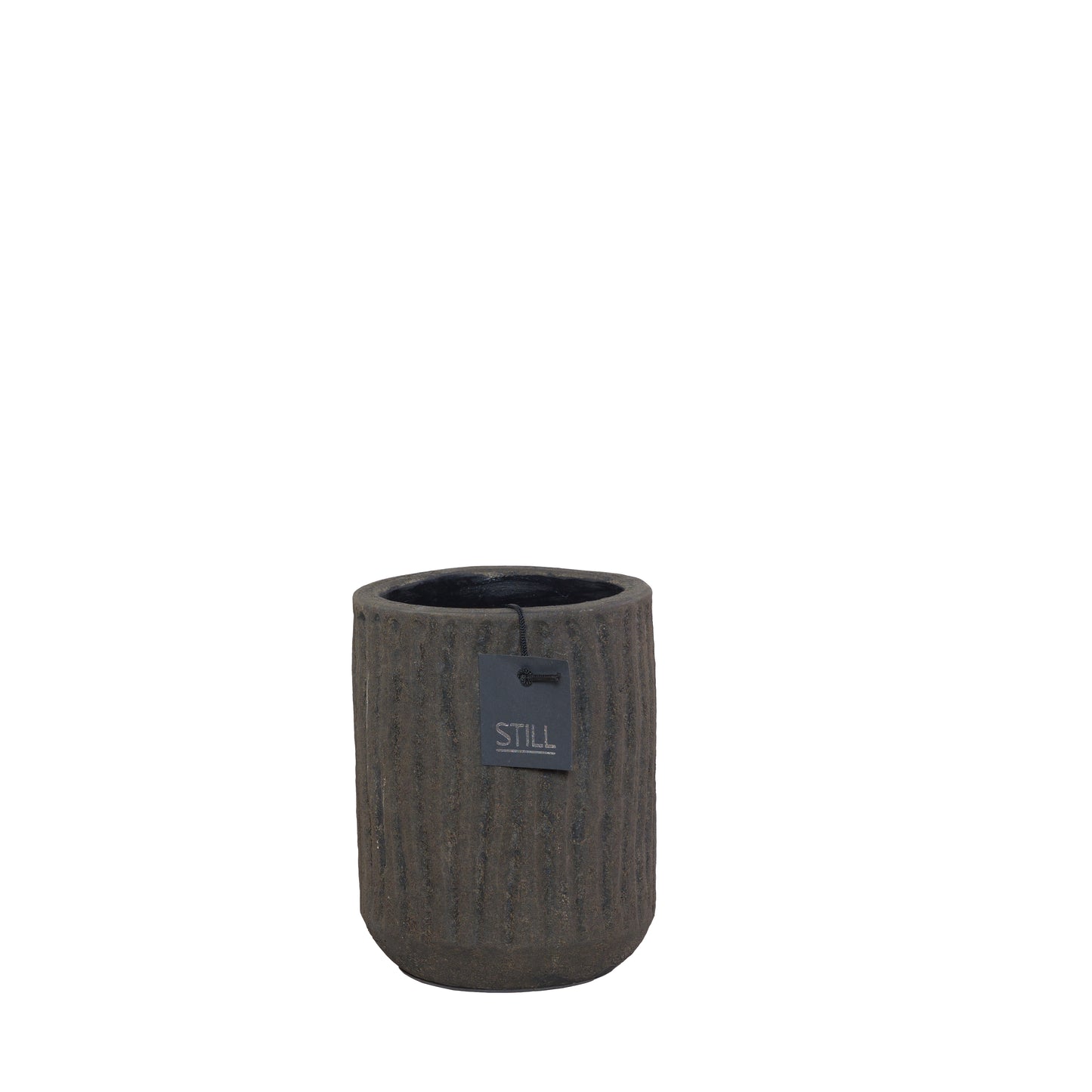 STILL Planter Pot met Ribbels Dark Brown - 22x16 cm