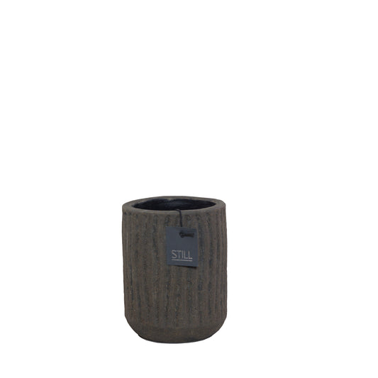 STILL Planter Pot met Ribbels Dark Brown - 22x16 cm