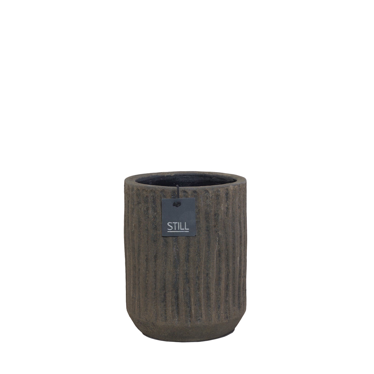 STILL Planter Pot met Ribbels Dark Brown - 26x18 cm